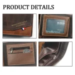 Men's Short Frosted Leather Wallet with Multi-Slot Coin Pocket, Photo Holder, Vintage Design