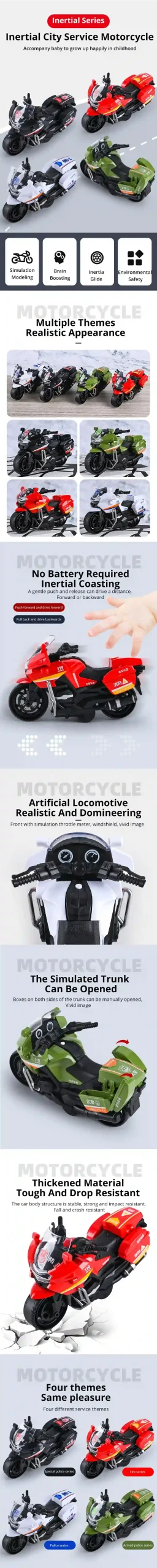 Inertia Motorcycle Toy for Kids in Random Styles