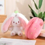 18cm plush strawberry and radish rabbit toy – soft, huggable stuffed zipper doll