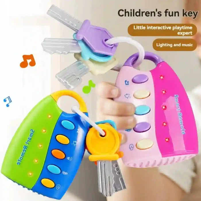 Interactive baby car key toy with lights, music, and sound effects for early education