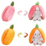 18cm plush strawberry and radish rabbit toy – soft, huggable stuffed zipper doll