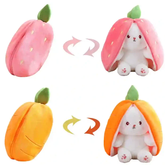 18cm plush strawberry and radish rabbit toy – soft, huggable stuffed zipper doll