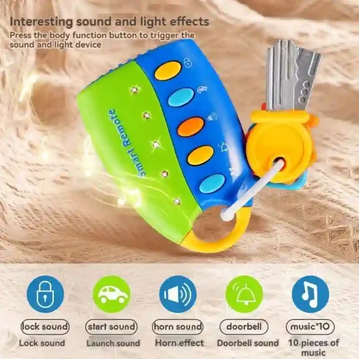 Interactive baby car key toy with lights, music, and sound effects for early education