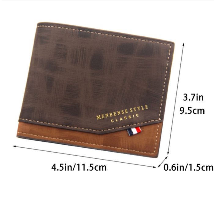 Men's Short Frosted Leather Wallet with Multi-Slot Coin Pocket, Photo Holder, Vintage Design