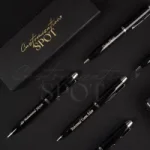 Customizable premium metal gel pen with cap, packaged in a white card box