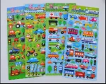 3D Bubble Stickers with Cartoon Cars, Trucks, and Planes for Kids