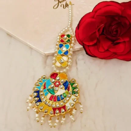 Bahawalpuri Kundan Bindiya – Multi and Golden Colors for Women