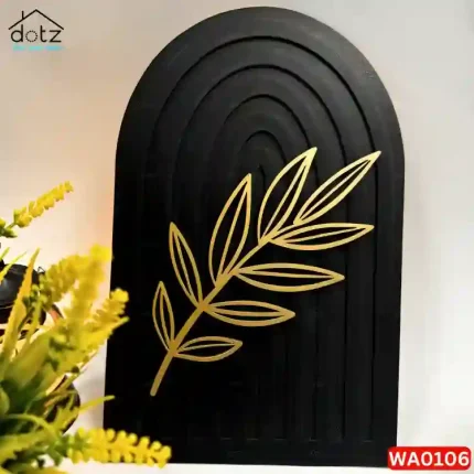 Dotz Boho Floral Wall Art – Black and Golden MDF Wood, 12 Inches