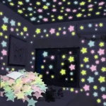 100 pcs Glow In The Dark Plastic Stars for Kids Room Ceiling and Wall Decoration