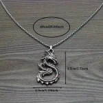 Antique silver-plated dragon pendant necklace for men, durable and stylish jewelry accessory