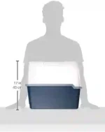 IRIS USA Covered Cat Litter Box in Navy with Front Door Flap and Scoop Holder