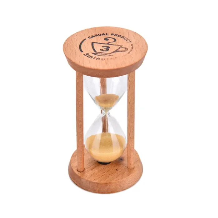 Wooden frame 3-minute sand timer hourglass for home and office décor