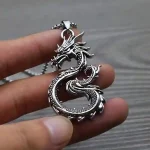 Antique silver-plated dragon pendant necklace for men, durable and stylish jewelry accessory