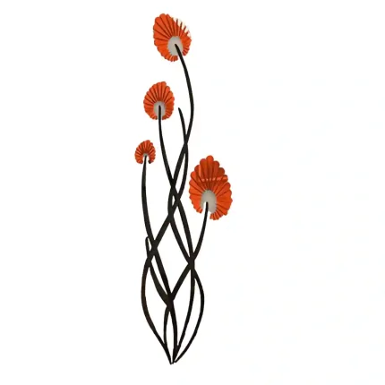 3D wooden vase wall art in black and red tones for home and bedroom décor.