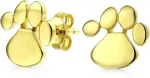 Gold Plated Paw Print Stud Earrings and Pendant for Women