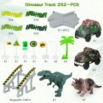 Dinosaur Race Track Playset - 252 PCS with Flexible Tracks, Cars, and Figures for Kids