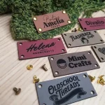 Custom Faux Leather Tags with Rivets for Handmade Knitted and Crocheted Items