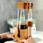 BSIRI 3D Wooden Bottle Puzzle – Challenging Bottle Lock Game and Rustic Bottle Holder