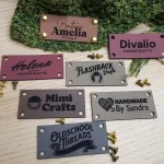 Custom Faux Leather Tags with Rivets for Handmade Knitted and Crocheted Items