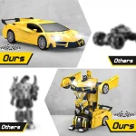 Remote Control Car - Transforming Robot Toy with LED Headlights and 360° Rotation, Perfect for Kids Aged 4-12