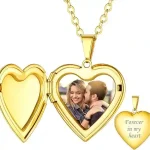 Personalized Heart Locket Necklace with Photo and Custom Text