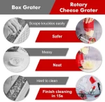 Rotary Cheese Grater with 3 Drum Blades for Fast and Safe Food Preparation