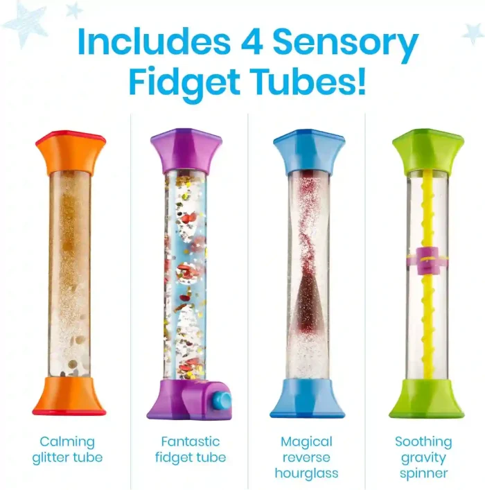 Set of 4 hand2mind Sensory Fidget Tubes for calming and stress relief in kids