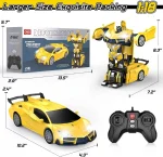 Remote Control Car - Transforming Robot Toy with LED Headlights and 360° Rotation, Perfect for Kids Aged 4-12