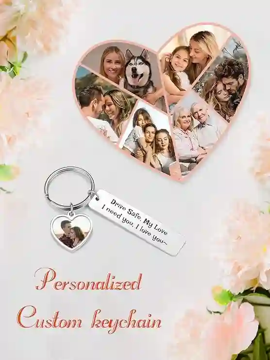 Personalized Stainless Steel Keychain with Custom Photo and Engraving - Gift for Men & Women