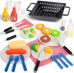 JOYIN Kids Kitchen Toy BBQ Grill Playset with Accessories and Food for Pretend Cooking Fun