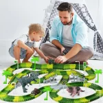 Dinosaur Race Track Playset - 252 PCS with Flexible Tracks, Cars, and Figures for Kids