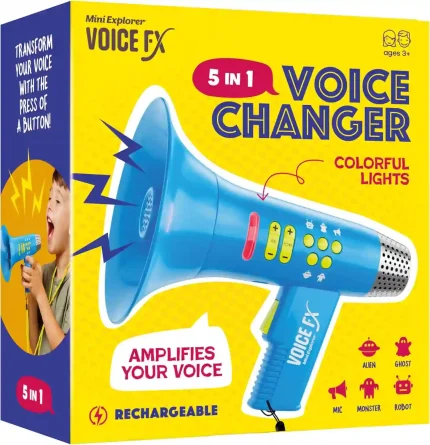 Voice Changer for Kids - Fun Voice Changing Device with LED Lights and Rechargeable Battery for Boys & Girls Ages 3-8+