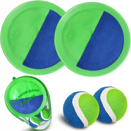 Jalunth Toss & Catch Paddle Ball Set with Carry Case – Outdoor Fun for Kids and Adults