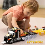 JOYIN 5-FT Race Track Toy Truck with 12 Die-Cast Cars and Interactive Features for Kids