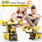 Remote Control Car - Transforming Robot Toy with LED Headlights and 360° Rotation, Perfect for Kids Aged 4-12