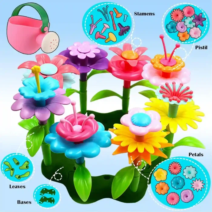 FUNZBO Flower Garden Building Toys – Creative Play Set for Toddler Girls