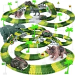 Dinosaur Race Track Playset - 252 PCS with Flexible Tracks, Cars, and Figures for Kids