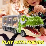 JOYIN Dinosaur Truck Toy Set with 12 Mini Cars and Helicopter for Kids