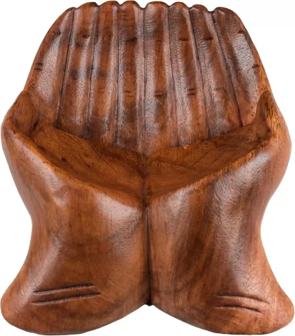 Curawood Carved Hands Offering Bowl - Crystal Storage and Display for Rocks, Gemstones, and Jewelry