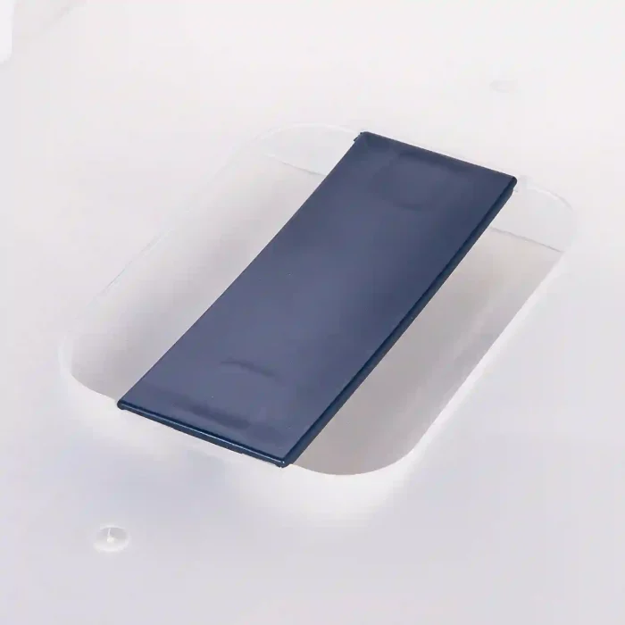 IRIS USA Covered Cat Litter Box in Navy with Front Door Flap and Scoop Holder