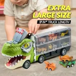 JOYIN Dinosaur Truck Toy Set with 12 Mini Cars and Helicopter for Kids