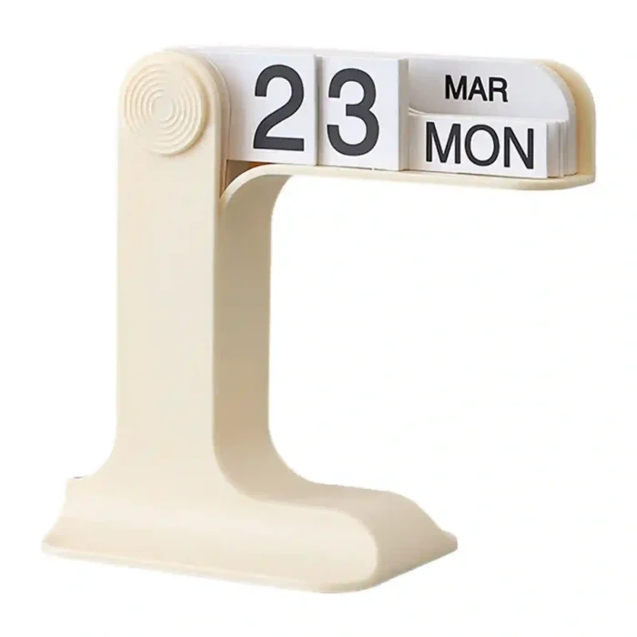 Modern flip calendar desk organizer in black and white colors for stylish home and office decor