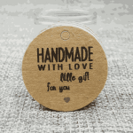 100 PCS kraft paper gift hang tags with "Thank You" and "Handmade with Love" design.