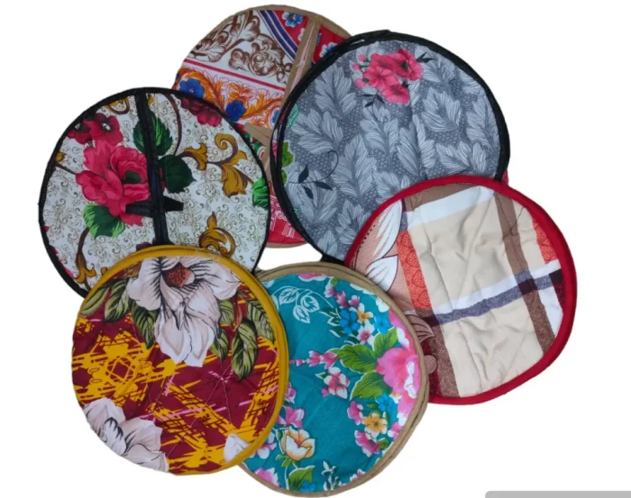 Handmade zipper roti cover in fabric material, perfect for keeping rotis and food warm, available in multiple colors.