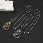 Antique silver-plated dragon pendant necklace for men, durable and stylish jewelry accessory