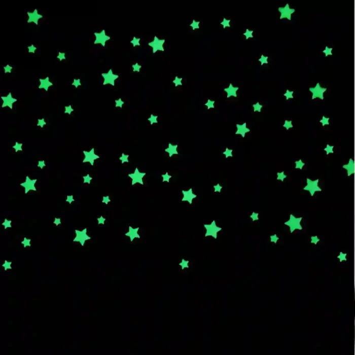 100 pcs Glow In The Dark Plastic Stars for Kids Room Ceiling and Wall Decoration