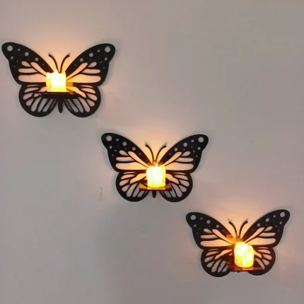 Decorative Butterfly Wall Shelf with 3D DIY laser-cut design for home decor