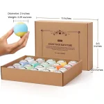 Bath Bombs Gift Set with 20 handmade, colorful bath fizzies enriched with shea butter and essential oils for skin moisturizing and relaxation.