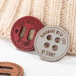 Customizable Handmade with Love Leather Buttons & Tags for Knitting and Crochet