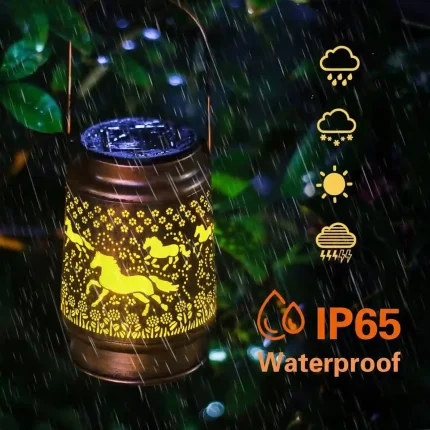 Kyoryuger Horse Solar Lantern Outdoor – Decorative Metal Lantern for Garden and Patio